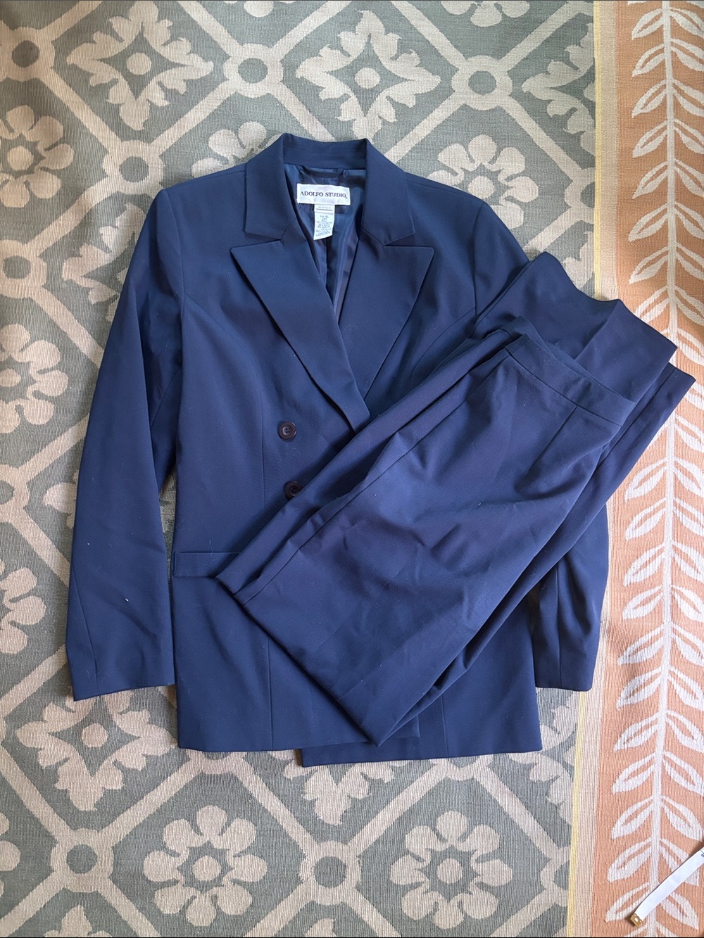 Women's Navy Double-Breasted Blazer & Trousers